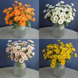 Fleurs décoratives 31cm Daisy Plantes artificielles Silk Soleil coloré Fleur de soleil Garden Garden Décoration de mariage Beau Small DIY