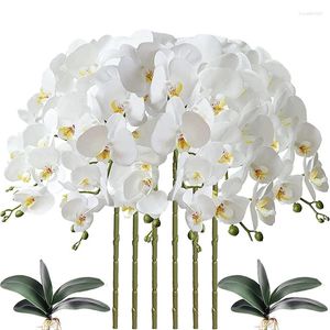 Decoratieve bloemen 32 inch kunstmatige phalaenopsis 9 hoofden orchidee vlinder stengel planten voor woningdecor 6pcs