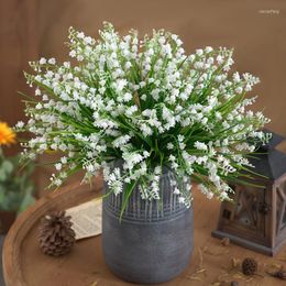 Fiori decorativi 32 cm 5-forchetta imitazione campana bouquet di orchidee bianco piccolo mughetto fiore di plastica artificiale decorazione domestica fai da te
