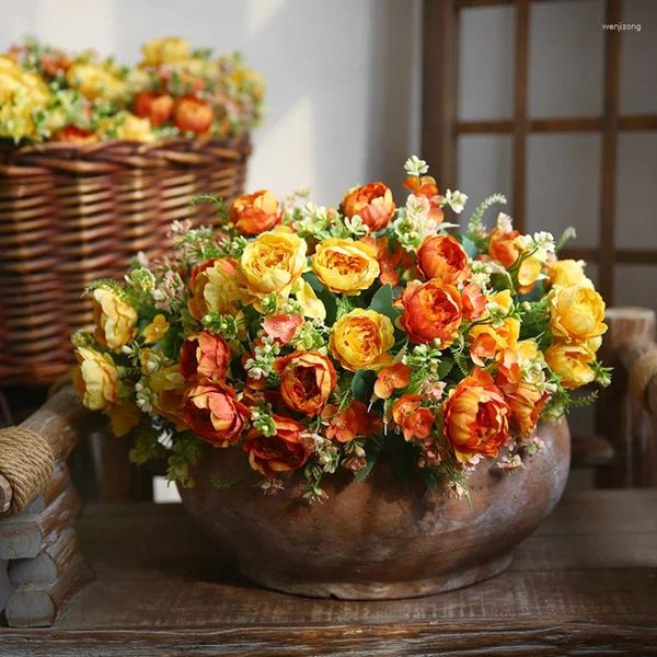 Fleurs décoratives 32 cm American Artificiel Flower Floke Floke Small Peony Silk Home Wedding Decoration Salon Fake