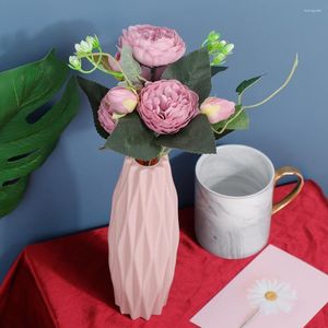 Fleurs décoratives 32 cm vraie touche soie artificielle Rose tête printemps décoration de la maison couronne Scrapbook artisanat bricolage fête de mariage faux