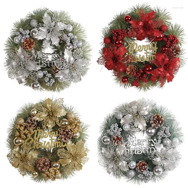 Fleurs décoratives 33 33cm de Noël pendentif couronne suspendue pour la porte murale Window Ball de Noël Big Flower Red Navidad Garland