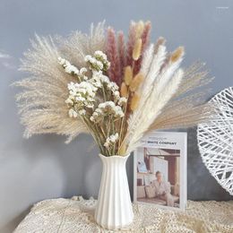 Fleurs décoratives 33 cm Artificiel Pampas Grass Tall Fluffy Faux roseaux pour le mariage Home Boho Decor Chadow Table Table Decoration