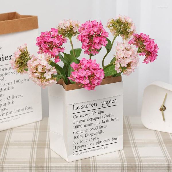 Fleurs décoratives 33 cm Artificiel Silk Hortengea Bride Bouquet Mariage Home Year Decoration Accessoires pour Vase Plants Arrangement