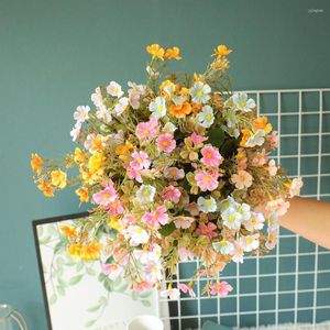 Decoratieve bloemen 33 cm kunstmatige sneeuw kersen bloesem bloem nep bruiloft groen planten handwerk ins boeket