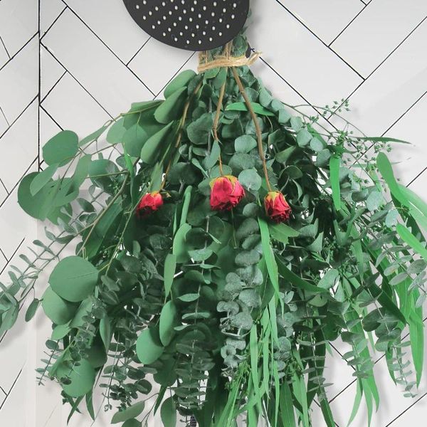 Fleurs décoratives 33 pièces mélange de tiges d'eucalyptus séchées Rose feuilles conservées Bouquets pour Vase Floral verdure parfum décor à la maison