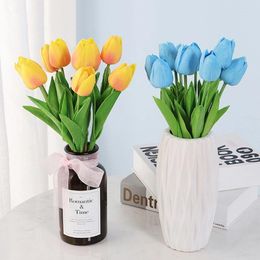 Fleurs décoratives 34 cm Bouquet Real Touch Fake 5PCS / Set Tulip Flower Artificial for Wedding Ceremony Decor Home Garden