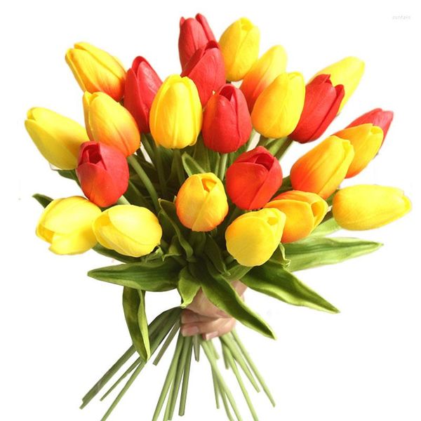 Fleurs décoratives 34cm tulipe artificielle vraie touche Bouquet fausse décoration pour fournitures de mariage décor à la maison saint valentin