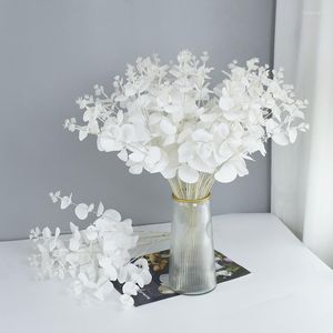 Fleurs décoratives 35/50/90cm feuilles d'eucalyptus artificielles branche blanche fausse plante pour la maison jardin Vase décoration fausse fleur fête de mariage