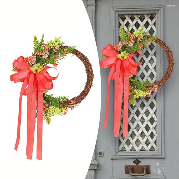 Flores decorativas Simulación artificial de 35 cm 2024 Bow Streamer Dead Branch Dead Garland Decoración de la puerta de la puerta de primavera Ventana de pared