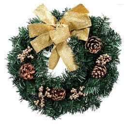 Decoratieve Bloemen 35cm Kerstkrans Xmas Decoratie Dennenappel Met Gemengde Decoraties Voordeur Gouden Boog Garland