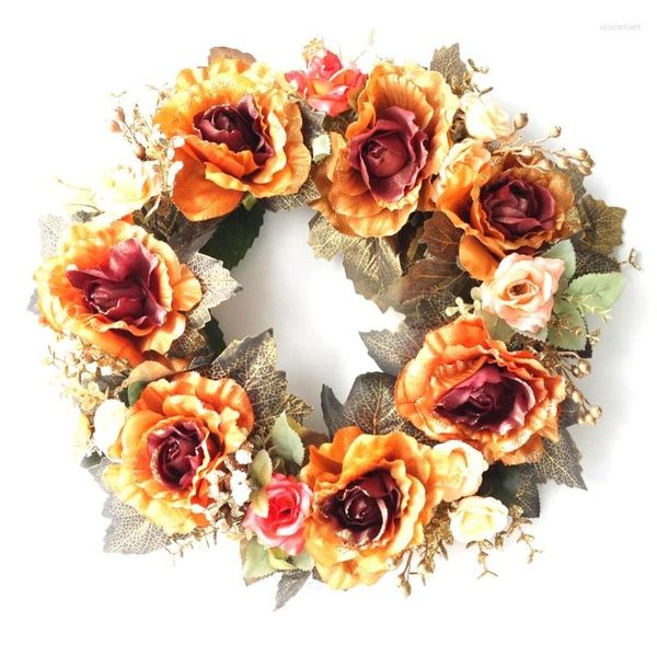 Fleurs décoratives 35 cm de porte élégante couronne de fleur en plastique Fleur d'été
