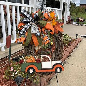 Fleurs décoratives 35 cm suspendues bienvenue Garland Orange Farm Pumpkin Festival Thème pour les mariages Halloween Thanksgiving