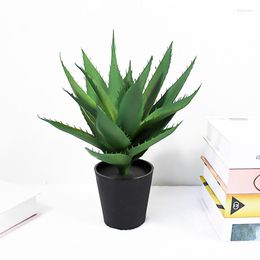 Decoratieve Bloemen 35cm Grote Kunstmatige Vetplant Nep Aloë Plastic Agave Groen Blad Desktop Boomtak Voor Thuis Tuinfeest