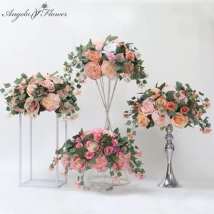 Fleurs décoratives 35 cm Wisteria pivoine rose rose artificielle de fleurs artificielles centres de table de mariage bouquet arrangement floral.
