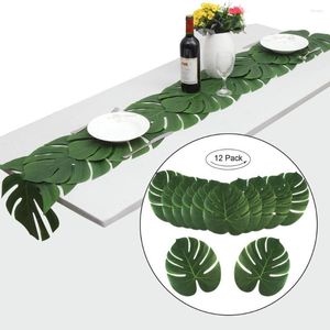 Fleurs décoratives 35x29cm grandes feuilles de palmier tropicales artificielles pour la fête hawaïenne Luau thème de plage décoration de table de mariage Simulation