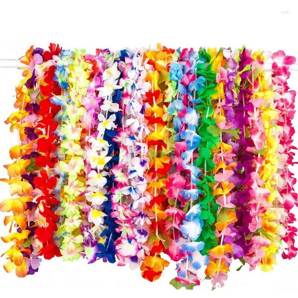 Decoratieve Bloemen 36/50st Hawaiiaanse Krans Leis Guirlande Kunstmatige Ketting Hawaii Lente Zomer Feest Bruiloft Benodigdheden Strand Plezier