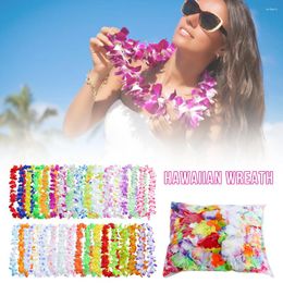 Fleurs décoratives 36 / 50pcs Tropic Hawaiian Leis Garland Collier de fleurs artificielles Birthday Bridal Summer Party Hawaii Beach Decoration