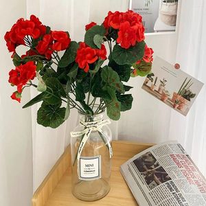 Fleurs décoratives 36 cm bouquet de géranium artificiel de faux pour mariage jardin maison boutique rouge jaune bricolage décor fleurs artificielles
