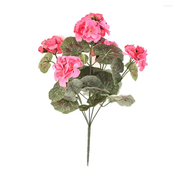 Fleurs décoratives 36 cm Plant de fleurs rose rouge géranium artificiel pour faux jardin de décoration intérieure