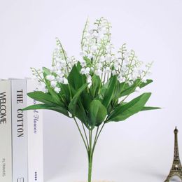 Fleurs décoratives 36cm, fleurs de muguet artificielles, décoration de mariage, mariée, 7 fourchettes suspendues, carillons éoliens