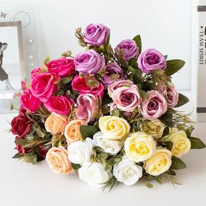 Fleurs décoratives 36cm Vintage Seattle Rose Artificiel Silk Flower Heads Scrapbooking Home Wedding Birthday Decoration Fake