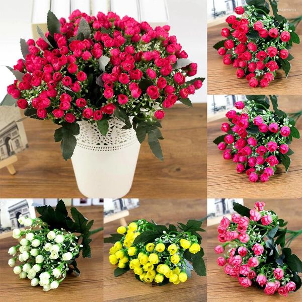 Fleurs décoratives 36 têtes/1 bouquet de fleurs artificielles Milan bourgeon petite Rose bricolage décoration de mariage pivoines El décor Bouque