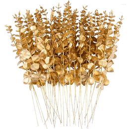 Fleurs décoratives 36pcs tiges de feuilles d'eucalyptus artificielles de 15 pouces de long adapté aux bouquets de mariage décor floral