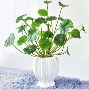 Fleurs décoratives 37 cm 18 têtes Plantes de lotus artificiels Eucalyptus Feuilles en plastique Faux de cuivre réel pour les feuilles de cuivre à domicile décor