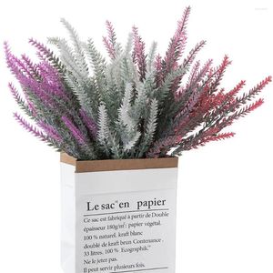 Fleurs décoratives 37 cm de fleur artificielle Flocks en plastique lavande en plastique fausse plante Décoration de mariage Bouquet