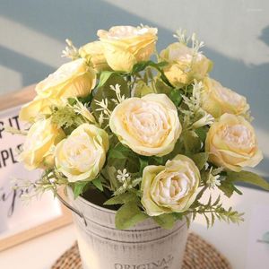 Fleurs décoratives 38 Cm 12 tête Style coréen fleur artificielle haute qualité Rose maison mariage décoration de noël Bouquet de