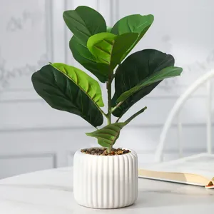 Decoratieve bloemen 38 cm nep Ficus boom kunstmatige vioolbladeren tropische banyan planten tak plastic vijgen fig faux rubber voor thuis