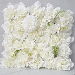 Fleurs décoratives 38 cm Blanc Artificielle DIY Fleur De Mariage Panneaux Muraux Soie Rose Fête De Noël Décor À La Maison Toile De Fond