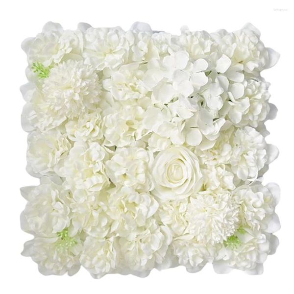 Fleurs décoratives 38x38 cm réutilisable blanc longue durée panneau de fleurs artificielles fête de mariage bricolage scène décoration murale écran résistant aux intempéries facile