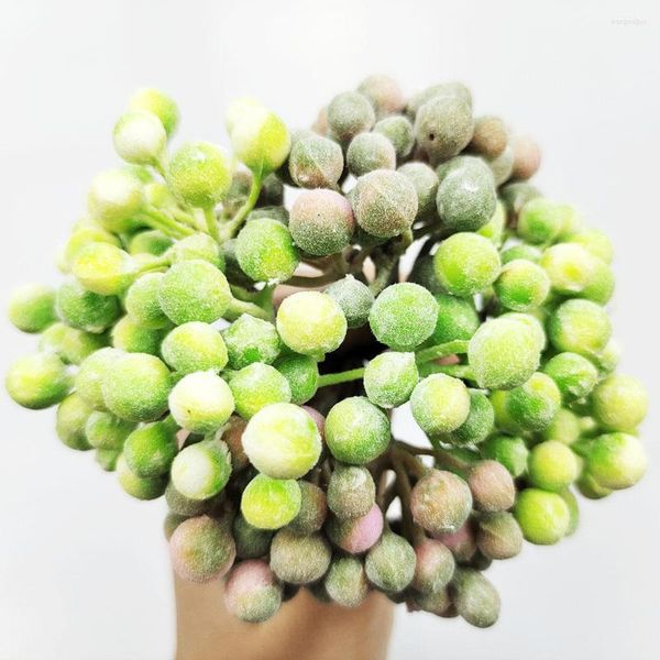 Decoratieve Bloemen 3Bossen 10cm Kunstmatige Berry Groene Bonen Schuim Nep Planten Tak Plastic Bonen Voor Home Party decor Bruiloft Benodigdheden