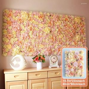 Fleurs décoratives 3D toile de fond artificielle mur Faux Roses panneau décoration de mariage soie Rose décors pour la maison bébé douche