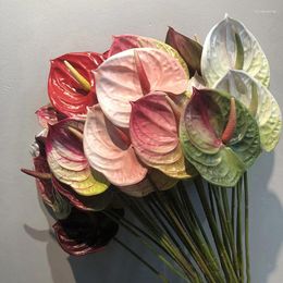 Fleurs décoratives 3D fleur artificielle vraie touche Anthurium Lotus tige unique fausse plante bricolage fête de noël maison accessoires de décoration de mariage