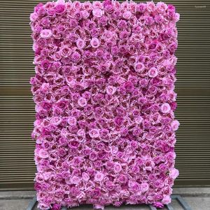 Panneaux muraux de fleurs artificielles 3D, fleurs décoratives, arrière-plan de mariage avec Roses roses et décorations de fête de vacances AGY300