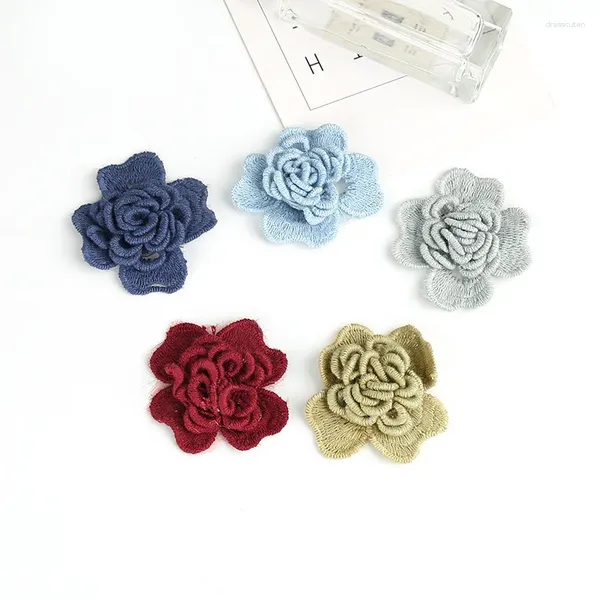 Fleurs décoratives 3D Broche de fleur de tissu de coton bricolage pour décoration de mariage jardin de maison artificielle