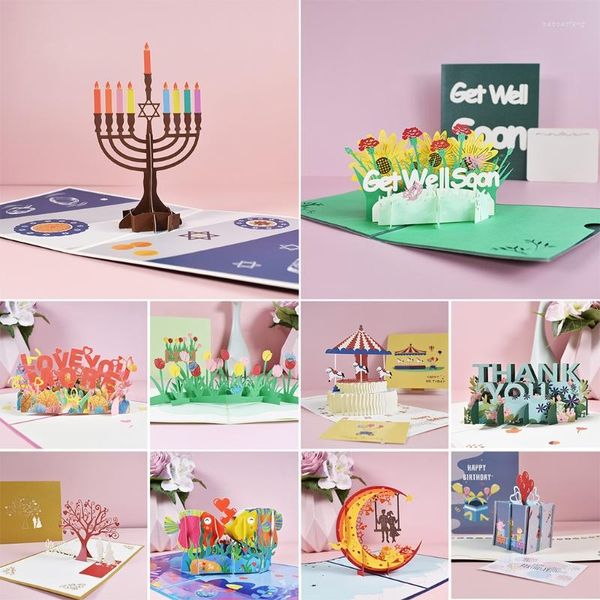 Fleurs décoratives 3D Get Well Soon Card -Up voeux sympathie fête des mères anniversaire de mariage cartes postales d'anniversaire