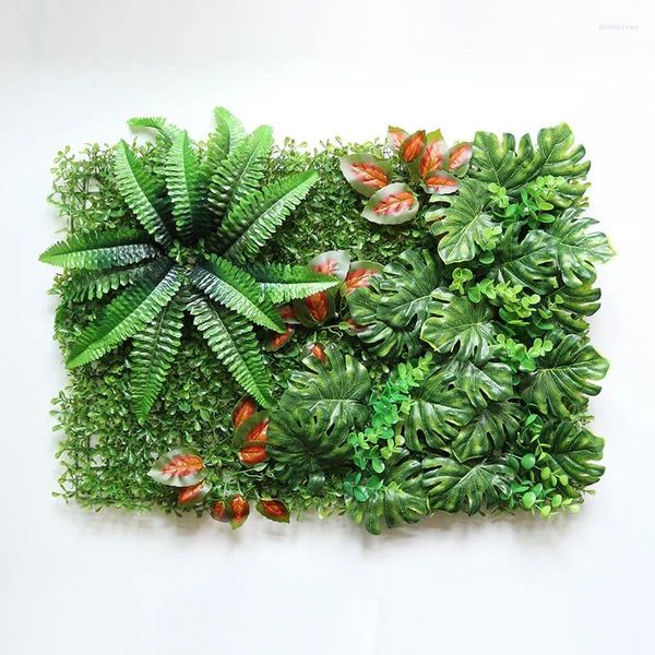 Fleurs décoratives 3D plantes artificielles vertes panneau mural en plastique pelouses extérieures tapis décor de mariage toile de fond jardin herbe fleur 40x60c