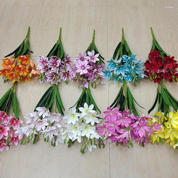 Fleurs décoratives 3d Hand Feel Hydrating Artificial Orchid Flower Put Bouquet Magnolia Home Decoration Wedding Floral Art Fake