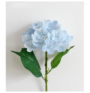 Fleurs décoratives 3D Imprimé Hortensia artificiel Branche de chambre à coucher en plastique Plastique Fausse de simulation Plant d'hortensias bleu Décoration