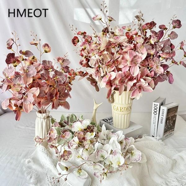 Fleurs décoratives 3D Impression revêtement Artificiel Orchid Bouquet Phalaenopsis Fake Flower Wedding Stage Floral Mur Arrangement Home