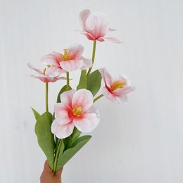Decoratieve Bloemen 3D Afdrukken Zijde Simulatie Tulp Takken Nep Plant Thuis Balkon Decor Kunstbloem Witte Tulpen Groene Planten