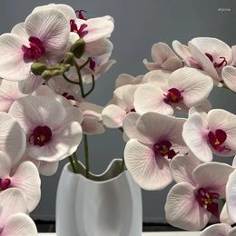Fleurs décoratives 3d Simulation Silicone Coton Blanc Butterfly Orchidée Artificiel Green Plant Fake Flower Restaurant Décoration