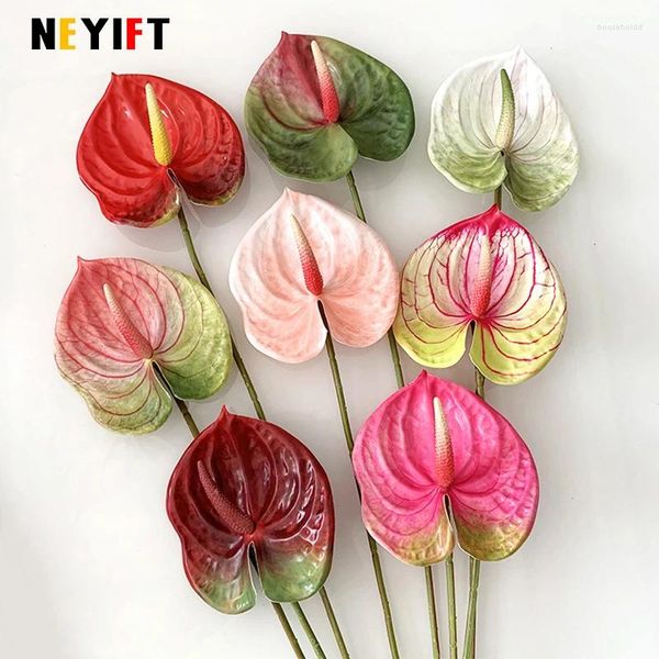 Fleurs décoratives impression 3D colle douce palmier fleur artificielle Anthurium plantes arrangement matériel mariage maison El décor Po accessoires