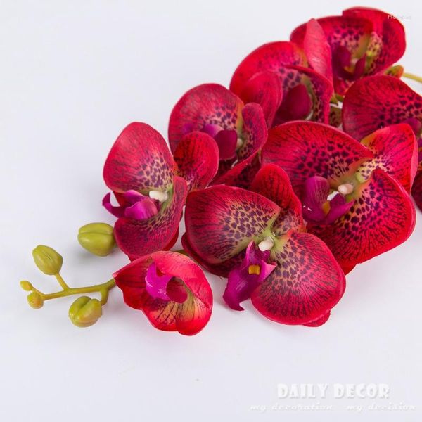 Fleurs décoratives 3D Real Touch 100 cm Grand Artificiel Silicone Papillon Orchidées En Gros Feutre De Mariage Phalaenopsis 12 pcs