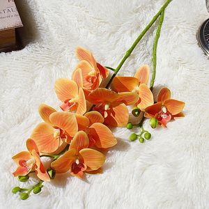 Fleurs décoratives 3D Real Touch, 2 fourchettes, 9 têtes, orchidées papillon artificielles, vente en gros, Phalaenopsis de mariage en Latex, 6 pièces/lot