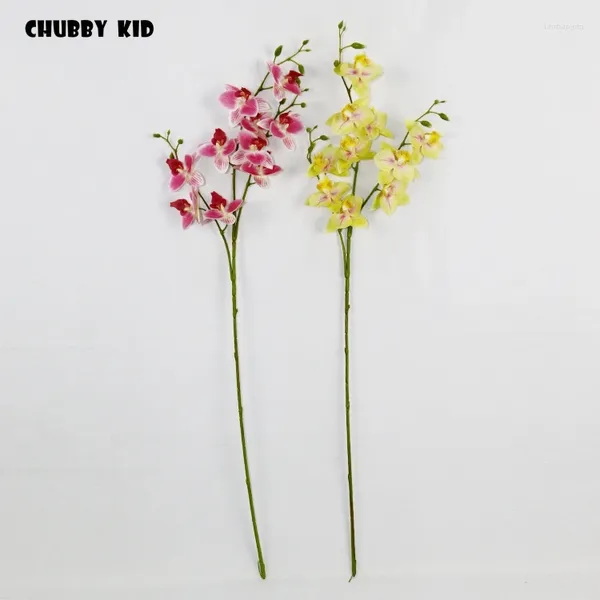 Fleurs décoratives 3d Real Touch 3 Forks Artificiels Orchidées en gros de 80 cm de long mariage LET-LATEX 12pcs / lot